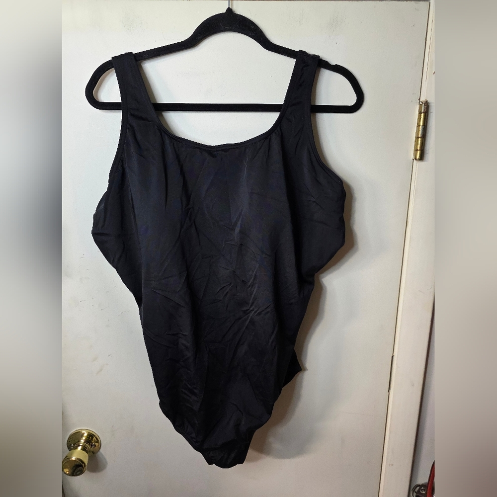 Lands' End Black 1 Piece Swim Suite Plus Size 20W DDD